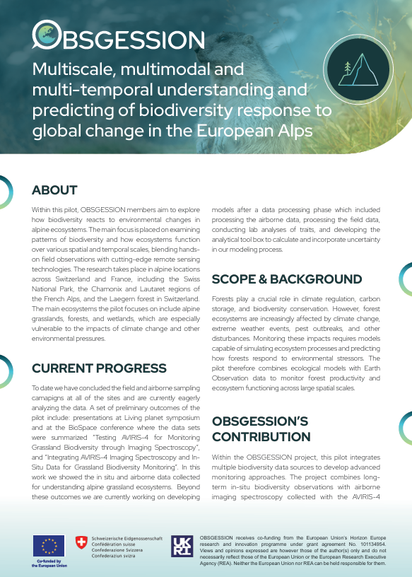 Multiscale, multimodal and  multi-temporal understanding and predicting of biodiversity response to global change in the European Alps factsheet